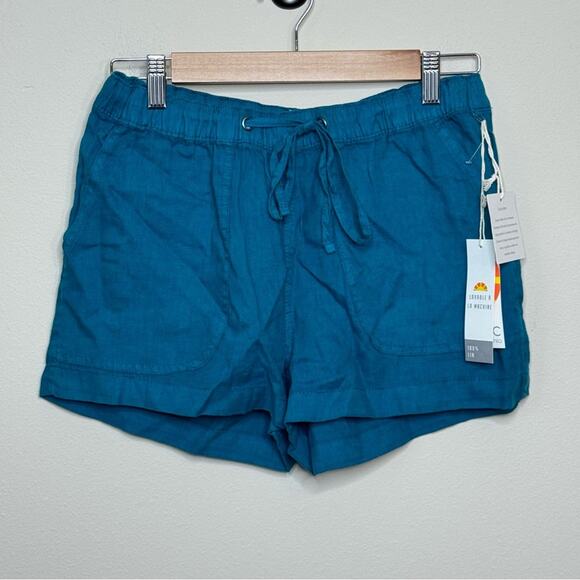 C&C California Pants - C&C California NWT Linen Blue Pull On Shorts Size S